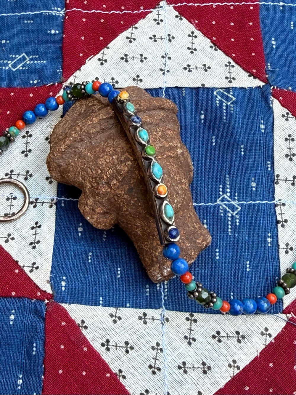Handcrafted Multi-Stone Beaded Bracelet - Turquoise, Blue & Green